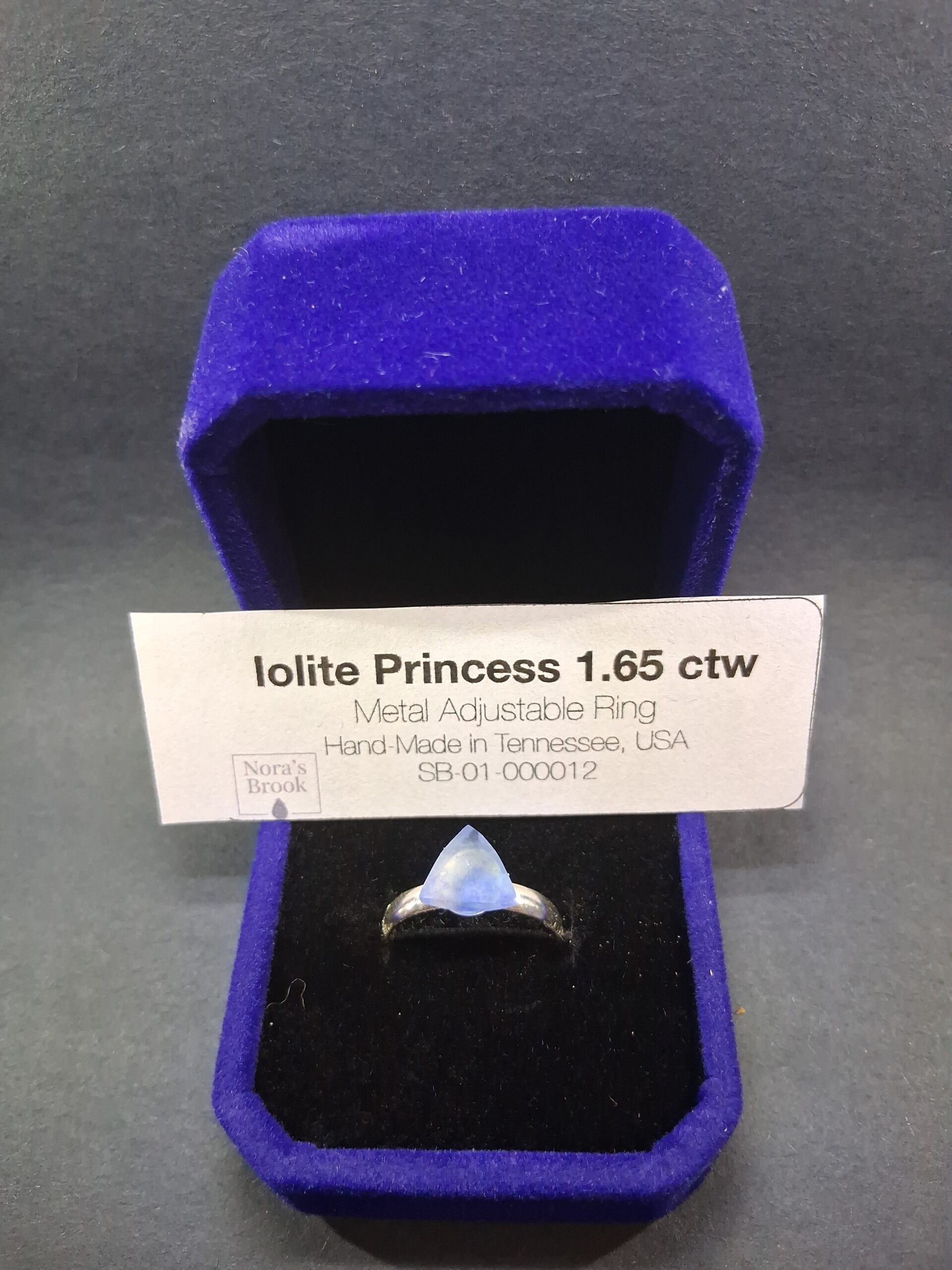 Iolite Princess Cut Trillion Ring