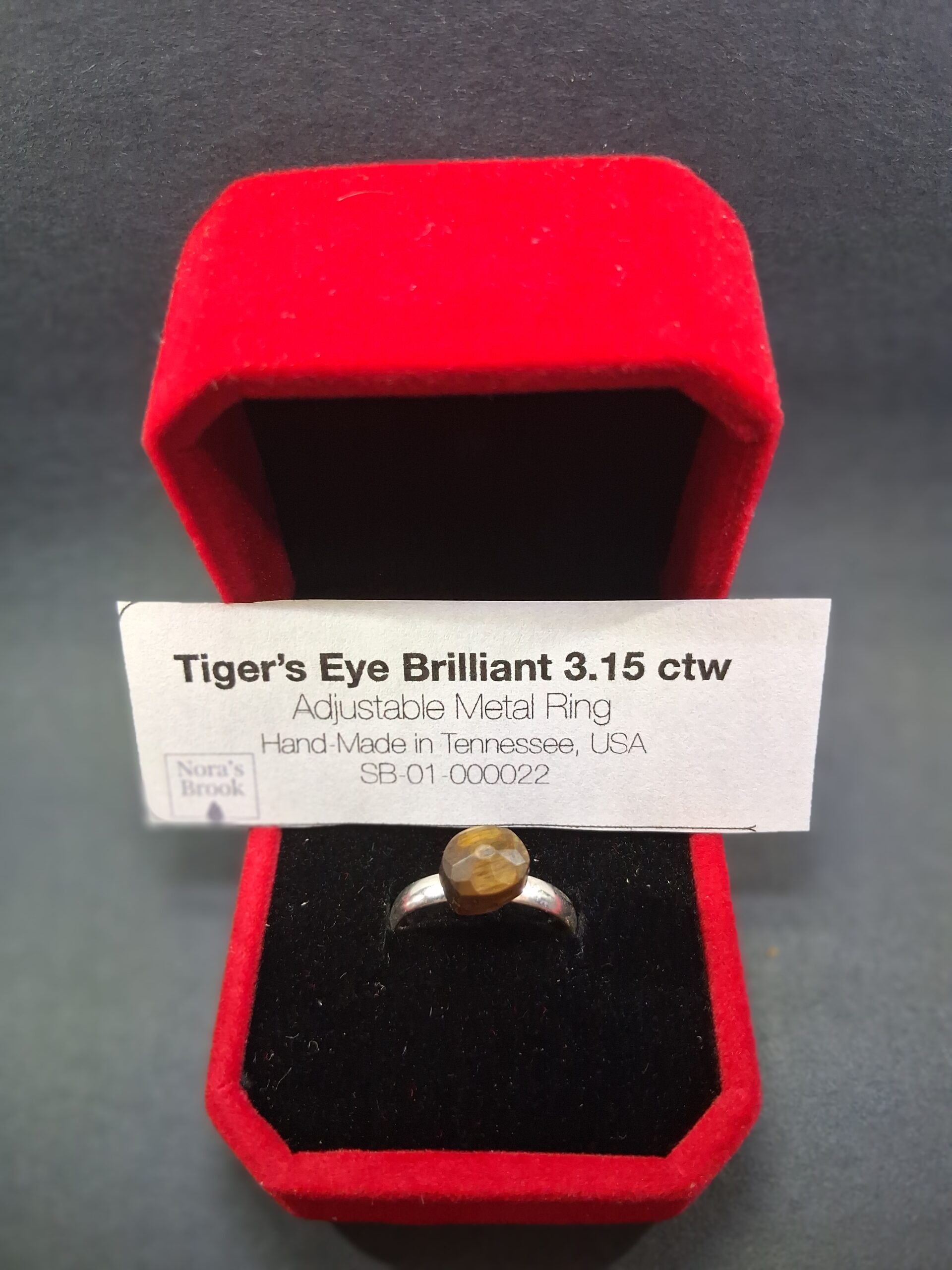 Tiger's Eye Brilliant Adjustable Ring