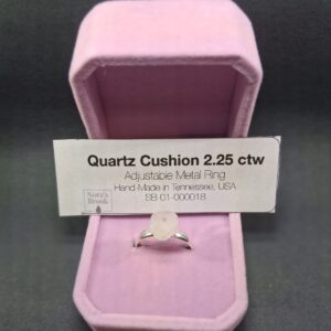 Rose Quartz Cushion 2.25 ctw Adjustable Ring