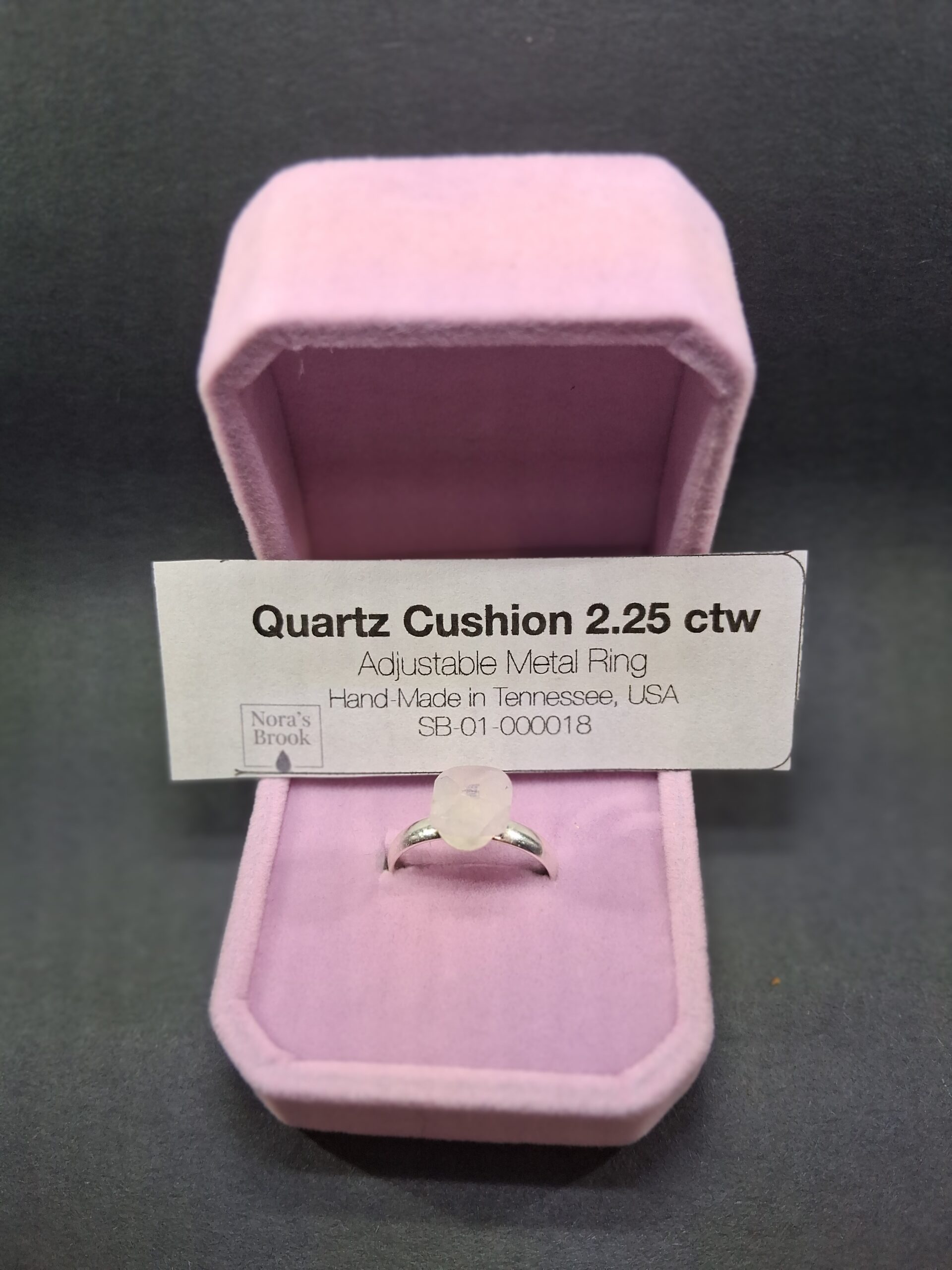 Rose Quartz Cushion 2.25 ctw Adjustable Ring