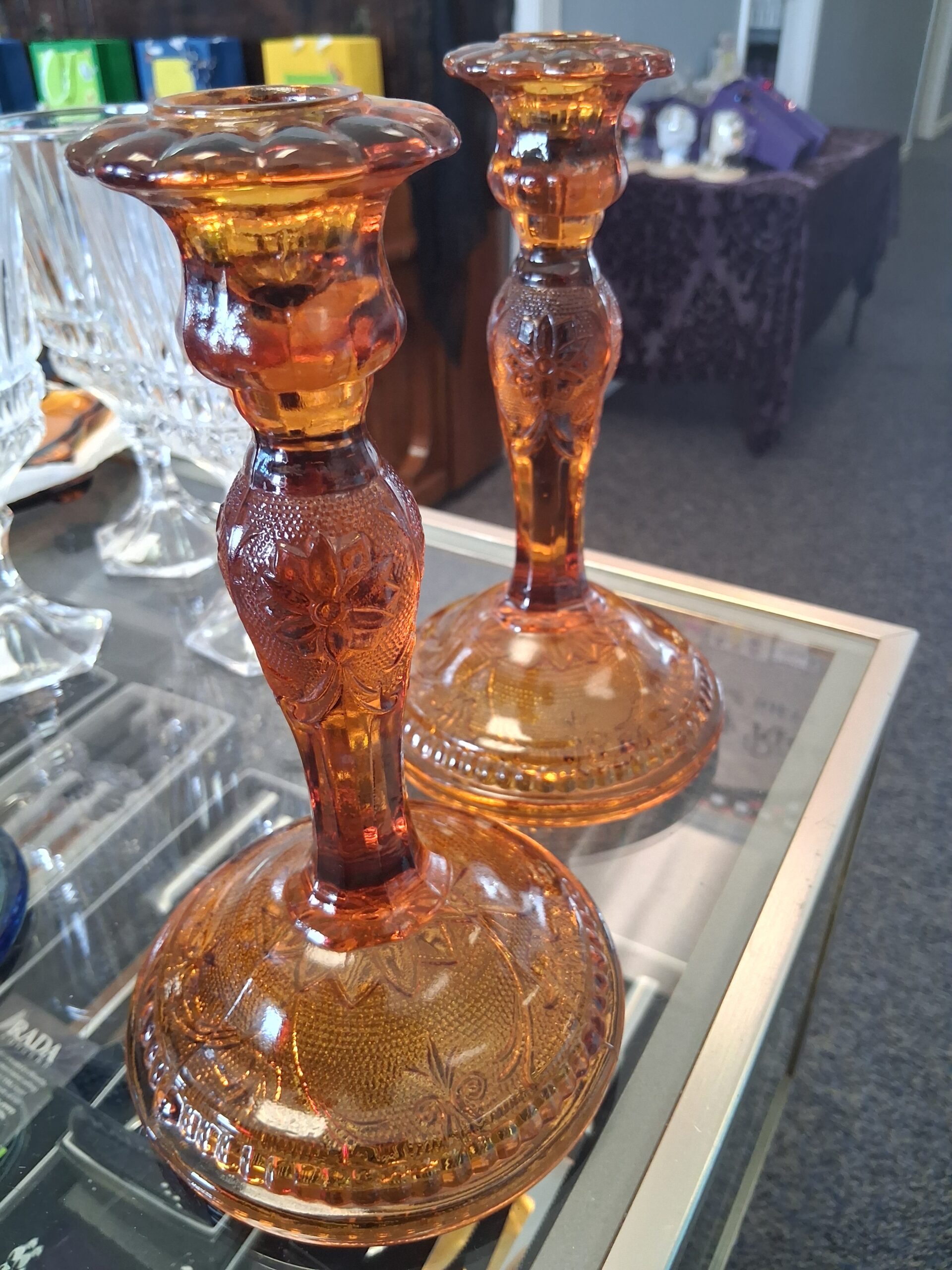 Tiara Exclusives Amber Candle Holders