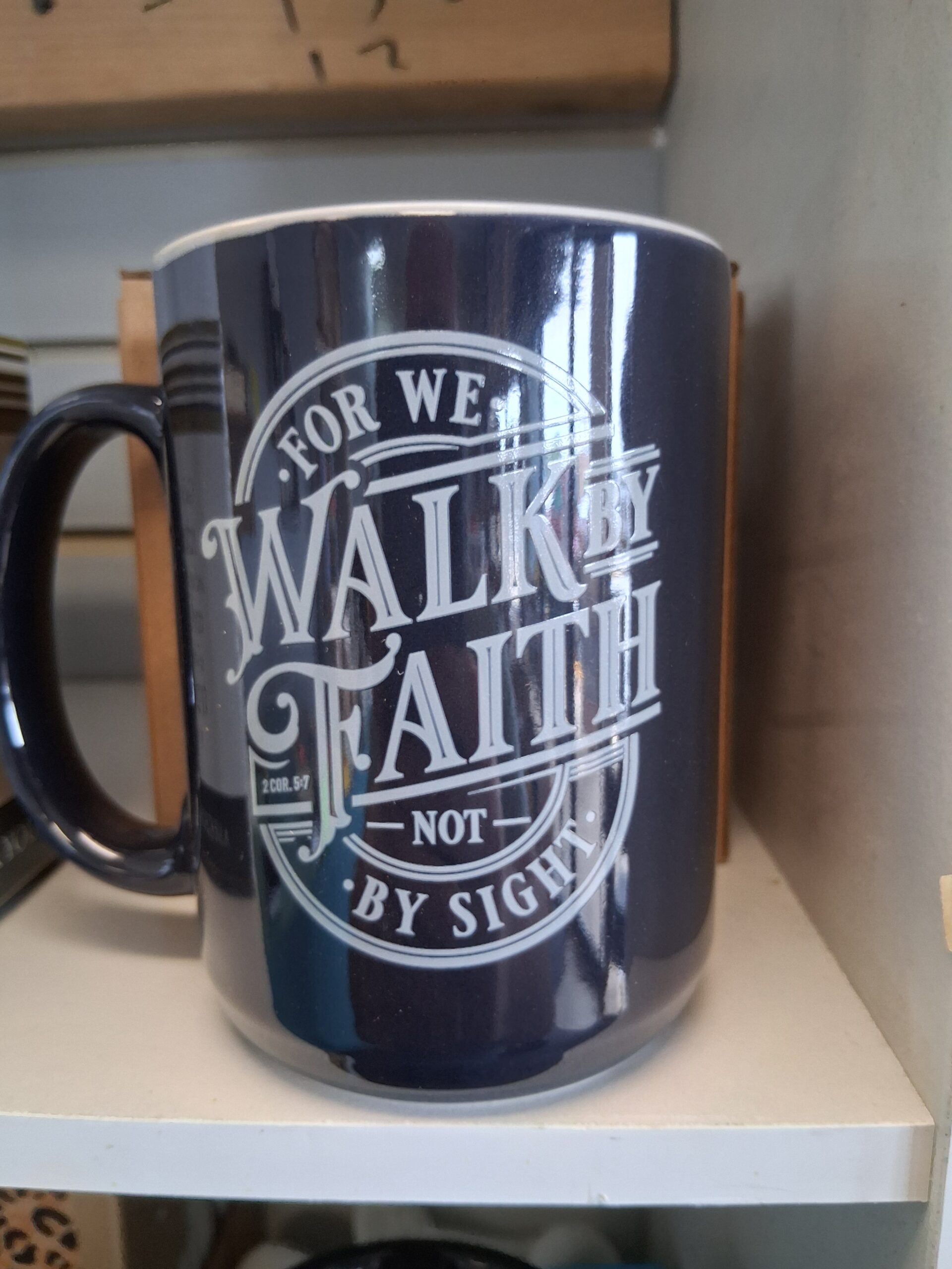 Deep Navy Large Mug — 2 Corinthians 5:7