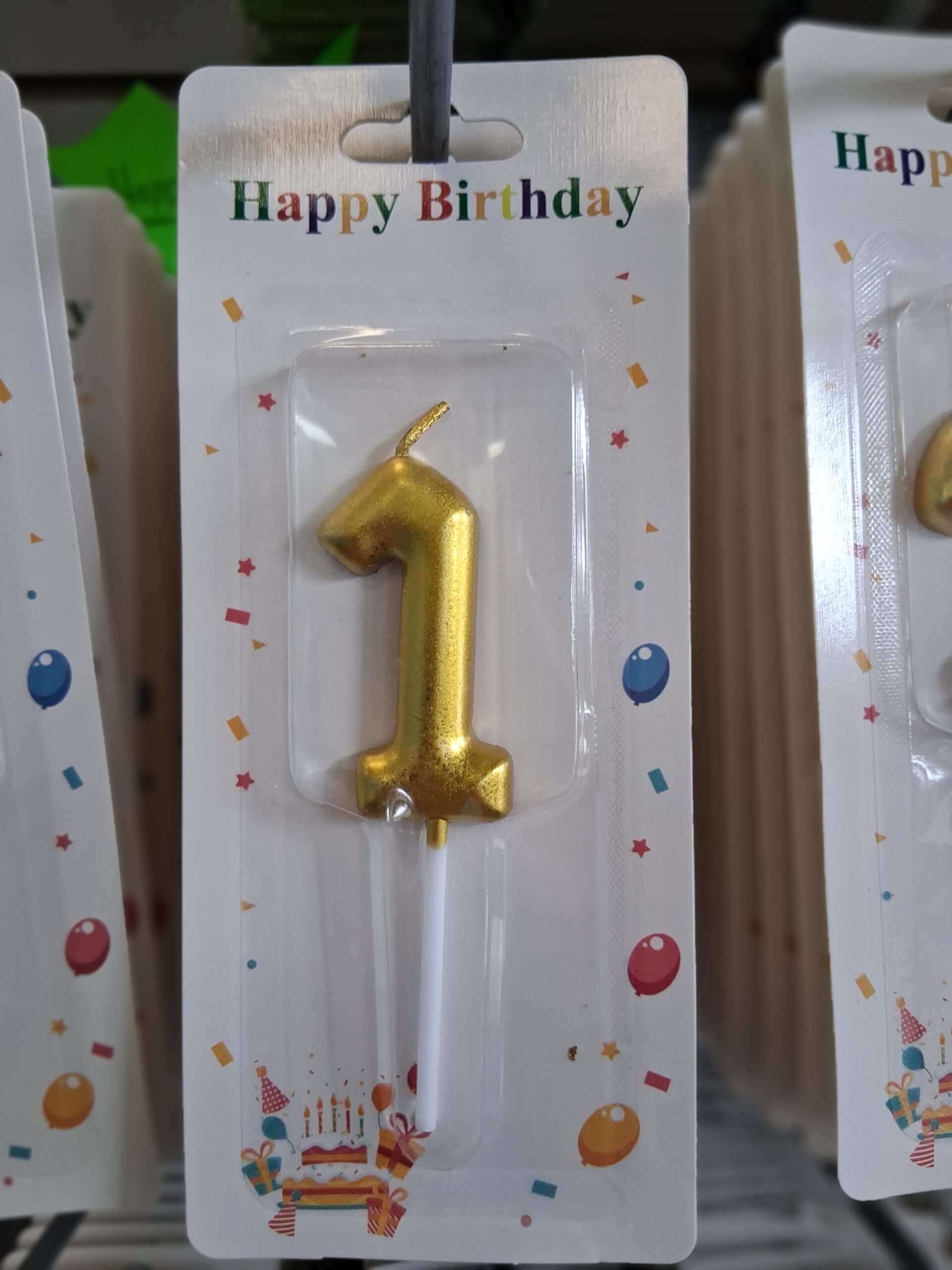 Gold Number Birthday Candle — Numbers 0 to 9