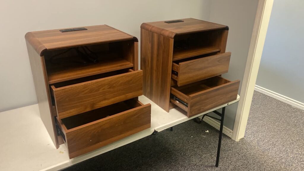 Walnut Nightstand with Built-In Charging Station