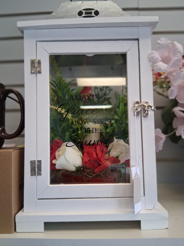 Amazing Grace Lantern with Flowers