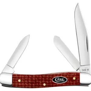 Case Dark Red Burlap Micarta Smooth Medium Stockman