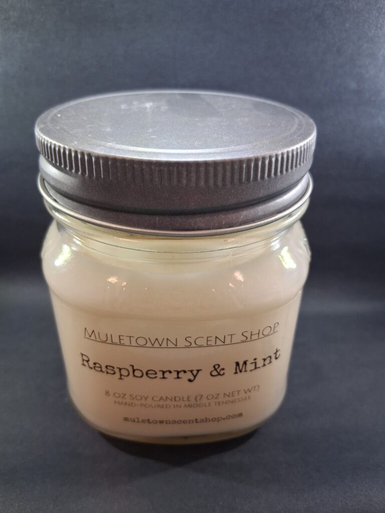 Muletown Scent Shop - Raspberry and Mint - 8 Oz Candle